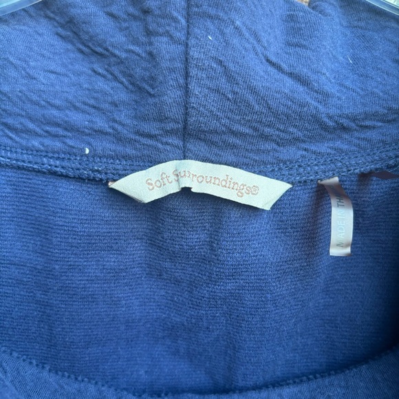 Soft surroundings navy Blue Cowl Neck Tunic with Pocket size L - Picture 2 of 6